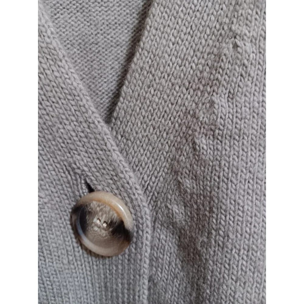 H&M Wool Blend Sage Oversized Side Slit Knit Cardigan Button Front with Pockets